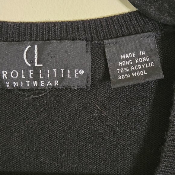 Carole Little Black Floral Embroidered V Neck Knit Button Detail Sweater Size S - Picture 6 of 6